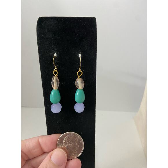 Upcycled colorful bead earrings - Picture 2 of 3